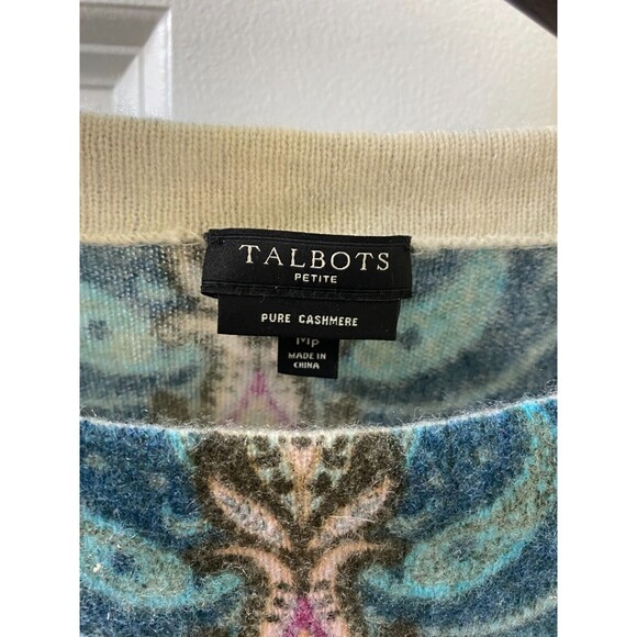 Talbots Womens Audrey Sweater Paisley Cashmere Blend 3/4 Sleeve Size MP - Picture 4 of 11